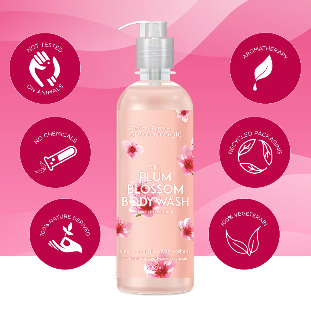 3 in 1 Plum Blossom Body Wash For Skin, Hair, and Body - Image 3