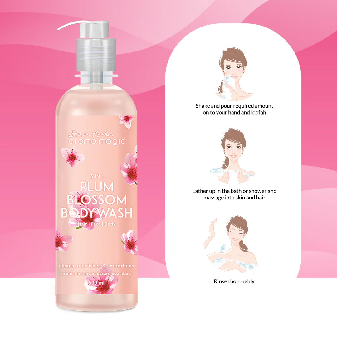 3 in 1 Plum Blossom Body Wash For Skin, Hair, and Body - Image 5