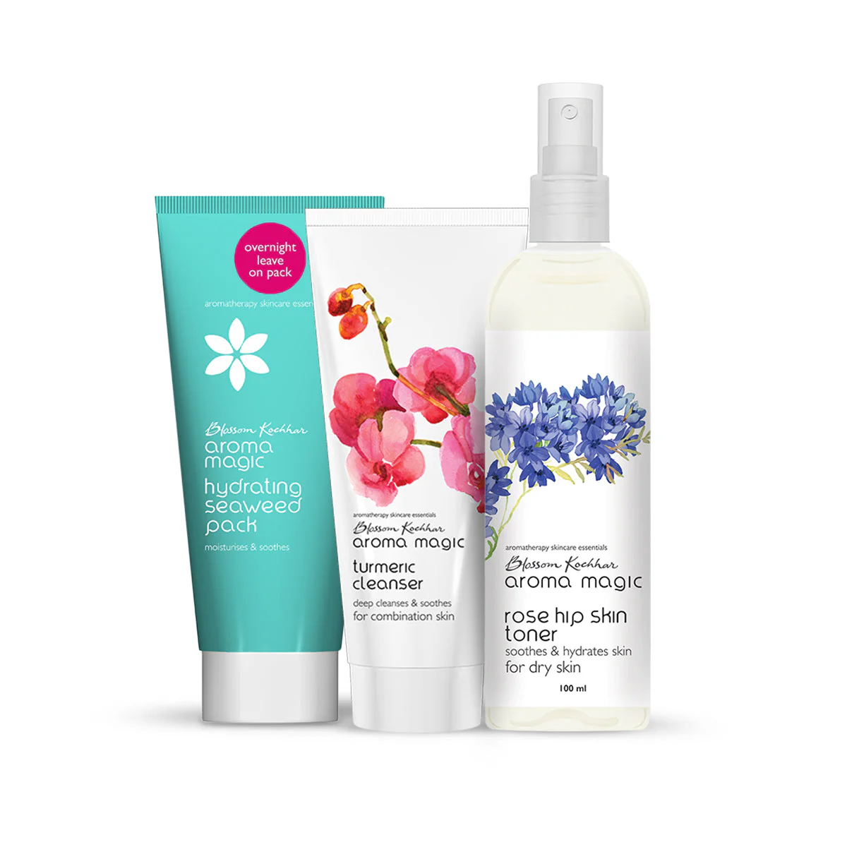 Summer Essential Combo - Turmeric Cleanser, Rose Hip Toner & Hydrating Seaweed Face Pack